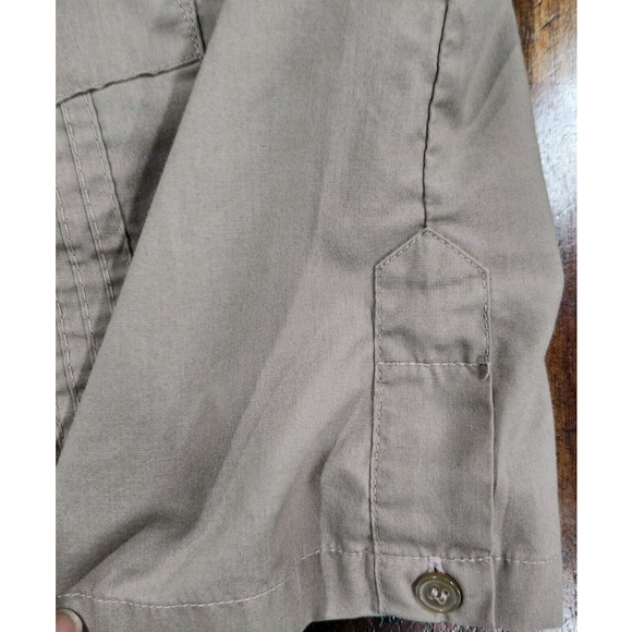 TropiCool Shirt Mens Large Short Sleeves Button Up Tan 4 Pockets Embroider Flaw - Picture 8 of 11